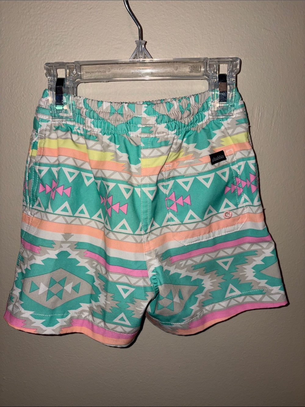 chubbies Kids Aztec Swim Trunks - Mint, Coral & Pink - Picture 2 of 4